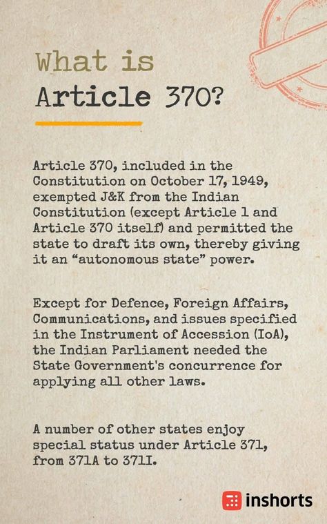 Article 370, Indian Constitution, Foreign Affairs