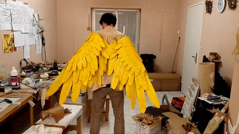 Grian Cosplay Wings, Wings Cosplay, Articulated Wings Tutorial, Owl Wings Costume, Moving Wings Diy, Cosplay Wings Tutorial, Articulated Wings, Articulated Wings Diy, Wing Tutorial Costume