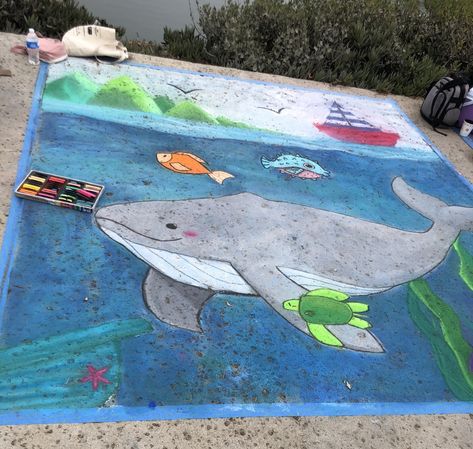 ♥︎♥︎♥︎♥︎ Ocean Chalk Art, Chalk Art, Whales, Dolphins, Chalk, Paint, Quick Saves, Art