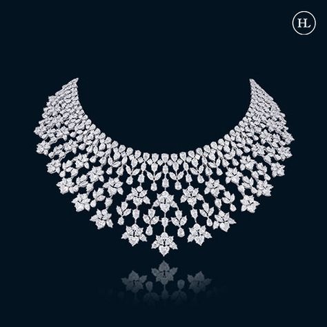 Hazoorilal Jewellers | Diamond Jewellery India | Diamond Jewellery Designs Bridal Diamond Necklace Design, South Jewellery, Emperor Hirohito, Hazoorilal Jewellers, Marquise Necklace, Mango Design, Diamond Jewellery Designs, Diamond Necklace Wedding, Bridal Diamond Necklace