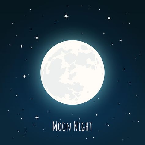 Vector full moon flat vector illustratio... | Premium Vector #Freepik #vector #blue-moon #moon #full-moon #moon-illustration Moon Illust, Moon Illustrator, Moon Illustration Art, Full Moon Illustration, Moon Vector Illustration, Moon Digital Art, Blue Kids Room, Cartoon Moon, Moon Cartoon