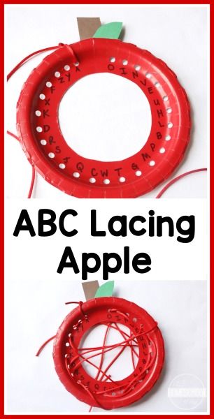 Such a cute apple themed learning activity: Letter Lacing Apple for preschoolers and Kindergarten children. Preschool Apples, Preschool Apple Theme, September Preschool, Apple Week, Apple Life Cycle, Apple Preschool, Apple Unit, Apple Activities, Apple Craft