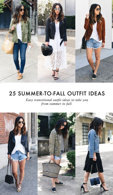 25 Summer To Fall Outfit Ideas from Crystalin Marie Summer Fall Outfits, Summer Autumn Outfit, Crystalin Marie, Summer/fall Outfits, Late Summer Outfits, Zara Leather Jacket, Transitional Dressing, Early Fall Outfits, Fall Transition Outfits