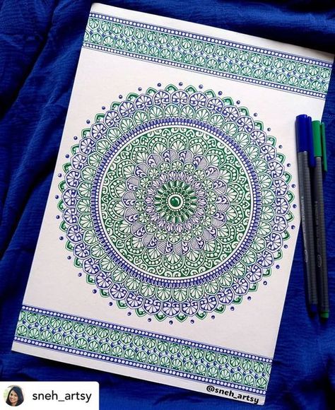 Mandala Art With Blue Pen, Mandala In Canvas, Art With Blue Pen, Mandala Reference, Zentangle Pens, Mandala Paintings, Mandala Sketch, Supply Organization, Vivekananda Quotes