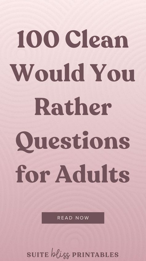 These clean would you rather questions are designed to push the boundaries of your thoughts, making you ponder over difficult choices and explore the depths of your preferences. Brace yourself because making a decision has never been this exhilarating! Discover all 100 questions on the blog! #wouldyourather #conversationstarters Would You Rather Questions For Women, Simple Ice Breakers For Adults, Best Would You Rather Questions, Crazy Would You Rather Questions, Weird Would You Rather Questions, Silly Would You Rather Questions, Would You Rather Questions For Adults Hilarious, Interesting Would You Rather Questions, Good Would You Rather Questions