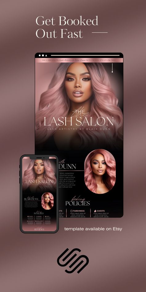 Lash Artist Booking Site Template logotipe Beauty Flyer Design Inspiration, Beauty Flyer Design, Hair Poster Design, Lash Extension Business, Acuity Booking Site, Coffee Site, Beauty Flyer, Fashion Website Design, Lash Technician