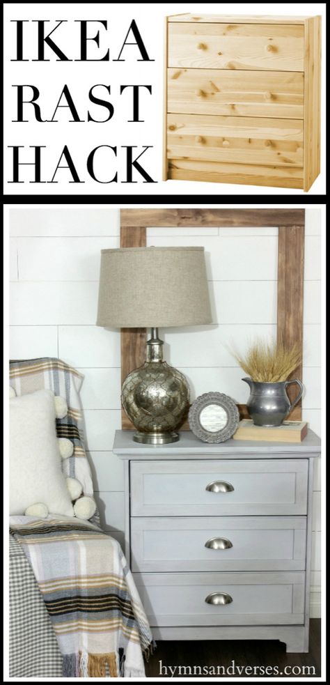 Building plans to take a basic Ikea Rast dresser and transform it with simple trim pieces into a cottage style nightstand. Ikea Rast Dresser, Ikea Rast Hack, Closet Ikea, Diy Daybed, Hacks Ikea, Ikea Hack Ideas, Ikea Furniture Hacks, Best Ikea, Furniture Hacks