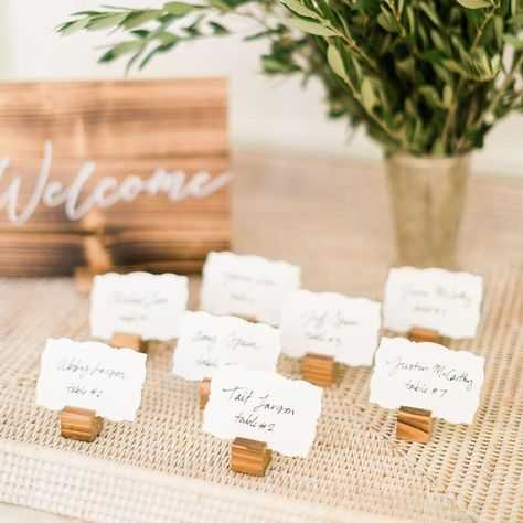 Wedding Table Name Cards, Wood Place Card Holders, Minnie Mouse Party Decorations, Wedding Seating Cards, Place Card Holders Wedding, Table Name Cards, Welcome Table, Place Card Holder, Card Table Wedding