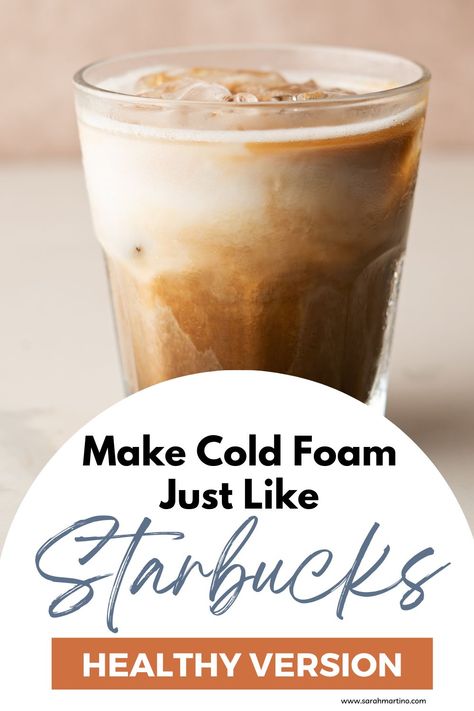 Learn to make your own sweet cream cold brew for less calories and less money! This is so yummy and I give you tips, tricks, and substitutions to fit your life! Click to get the recipe! Healthy Sweet Cream Cold Foam, Low Cal Cold Foam, Low Calorie Cold Foam, Healthy Cold Foam Recipe, Starbucks Cold Foam Recipe, Starbucks Cold Foam, Make Cold Foam, Sweet Cold Foam, Starbucks Sweet Cream