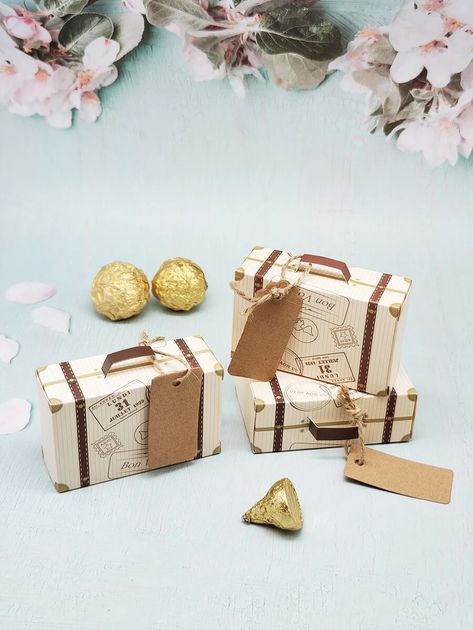 5pcs Suitcase Design Candy Box | SHEIN USA Suitcase Party Favor Boxes, Suitcase Design, Mini Suitcase, Card Box Wedding, Candy Boxes, Money Gift, Wooden Wedding, Wedding Supplies, Favor Boxes