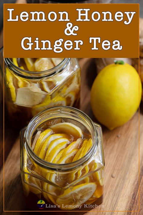 Ginger and lemon tea with honey : Aromatic, sweet, tart and bursting with fresh flavours to combat flu. Fire Honey, Tea With Honey, Honey Lemon Ginger Tea Recipe, Diy Honey Citron Ginger Tea, Ginger Honey Lemon Tea, Lemon Ginger Iced Tea, Ginger Lemon Garlic Honey Apple Cider, Fermented Lemon Ginger Honey, Ginger Lemon Cinnamon Honey Tea