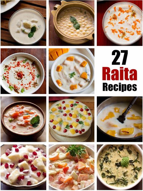 Try one of these easy raita recipes. The most popular Indian raita varieties are mix vegetable raita, cucumber raita, boondi raita and onion tomato raita. Raita are yogurt based dishes that are often served as accompaniments with main course Indian dishes. Raita can be sweet, salty as well as savory. Fruits or vegetables are added to the raita and they are flavored with herbs and spices. Raitha Recipes, Raita Recipe Indian, Boondi Raita Recipe, Indian Raita, Easy Raita Recipe, Boondi Raita, Veg Salad Recipes, Business Facts, Indian Cuisine Recipes