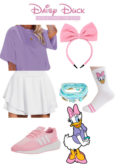 Daisy Duck Bounding, Ursula Bounding, Daisy Duck Outfit Disney Inspired, Daisy Disney Outfit, Daisy Duck Disneybound, Daisy Disneybound, Easy Disney Bound Outfits, Daisy Duck Outfit, Disney Outfits Disneybound