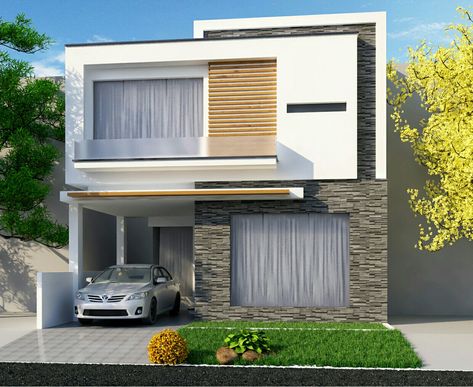 25x50 House Elevation, 5 Marla House Front Elevation, Cladding Elevation, House Front Elevation, House Architecture Styles, House Facades, Small House Elevation, Small House Elevation Design, Small Modern Home