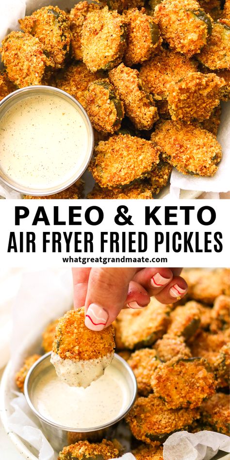 Air Fryer Fried Pickles, Air Fryer Recipes Keto, Fried Pickles Recipe, Keto Air Fryer, Diner Recept, Resep Diet, Low Carb Diets, Fried Pickles, Recetas Keto