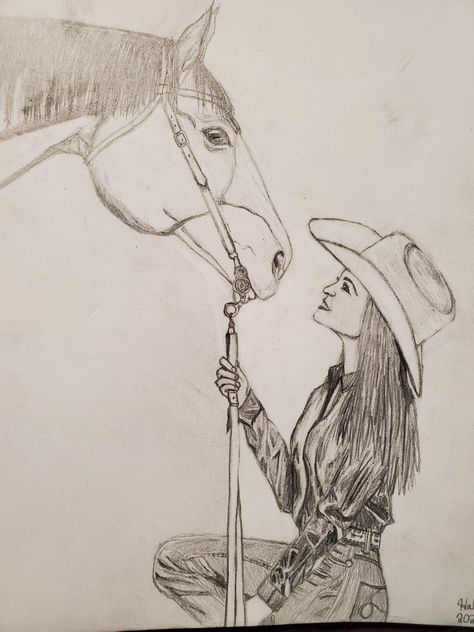 Horse Back Riding Drawings, Horse And Woman Tattoo, Drawing Ideas Horses Easy, Cowgirl And Horse Drawing, Horse Riding Drawing, Riding Horse Drawing, Country Drawing Ideas, Country Sketches, Cowgirl Sketch