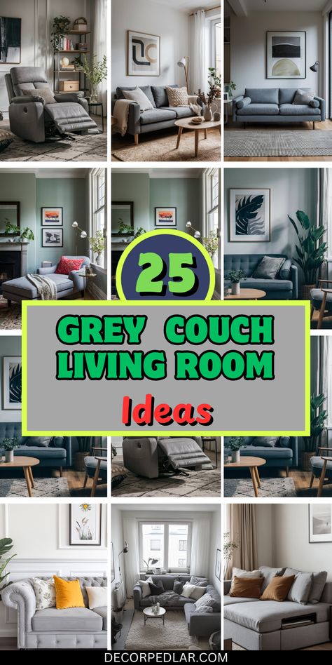 Elevate your living space with 25 chic grey couch ideas. From modern minimalist to cozy traditional, find the perfect grey sofa inspiration for your home. #GreyCouch #LivingRoomDesign Grey Sofa Room Ideas, Decor For Light Grey Couch, Rug Ideas For Grey Couch, Small Living Room Ideas Gray Couch, Gray Sofa Living Room Ideas Colour, Compact Sofa Design Living Rooms, Light Grey Sofas Living Room Ideas, Living Room Designs With Grey Sectional, Decor For Grey Couches