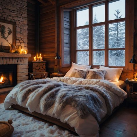 Cozy Mansion Bedroom, Log Cabin Bedroom Ideas, Cozy Rustic Bedroom, Moving Aesthetic, Country Bedroom Ideas, Log Cabin Bedroom, Chalet Bedroom, Chalet Interior Design, White Cabin