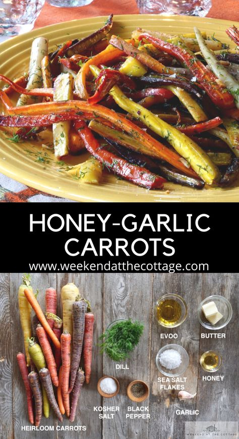 Heirloom Carrots Roasted, Heirloom Carrots Recipe, Colorful Carrots Recipe, Carrots Oven, Marinated Carrots, Carrots In Oven, Carrot Recipes Side Dishes, Heirloom Carrots, Garlic Carrots