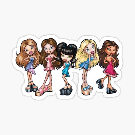 Bratz Movie, Bratz Doll Outfits, Brat Doll, Topper Cake, Retro Cartoons, Bratz Doll, Cartoon Stickers, Girl Stickers, Purple Aesthetic