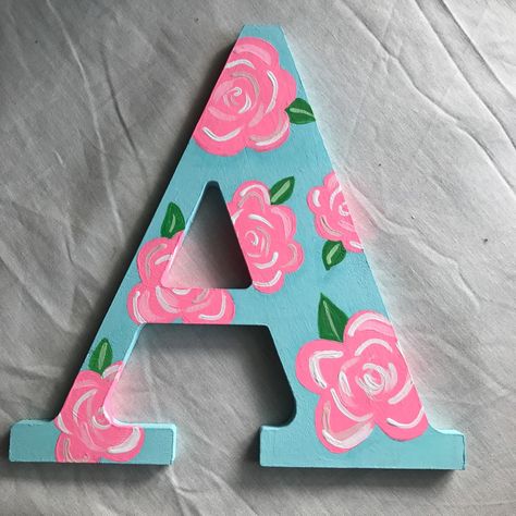 Zta Letters, Greek Ideas, Big Little Canvas, Painted Wood Letters, Wood Initials, Painted Initials, Painting Wooden Letters, Lilly Pulitzer Inspired, Tri Sigma