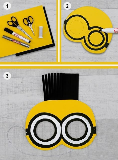 Minion Mask Diy, Minions Crafts For Kids, Diy Minion Costume For Kids, Minion Crafts For Kids, Minions Costume Diy, Minion Costumes Diy, Minion Diy, Minion Mask, Minion Crafts