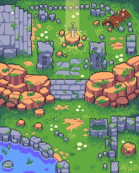 Pixel Art Background Animation, Pixel Sprite Sheet, Pixel Art Character Animation, Medieval Pixel Art, Pixel Art Scenery, 2d Game Design, Fantasy Pixel Art, Idle Game, Pixel Art Landscape