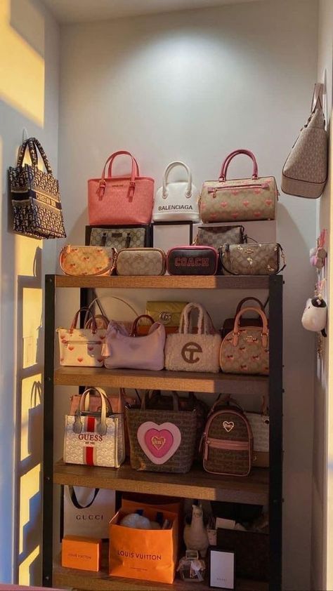 #follow #bags #handbags #purses #blogging #blogger #blog #fashion #style #designer #luxury Pink Purse Essentials, Purse Collection Aesthetic, Bag Collection Aesthetic, Cute Bags Aesthetic, Everyday Purse Casual, Pink Bag Outfit, Trending Purses, Purses Aesthetic, Purse Decor