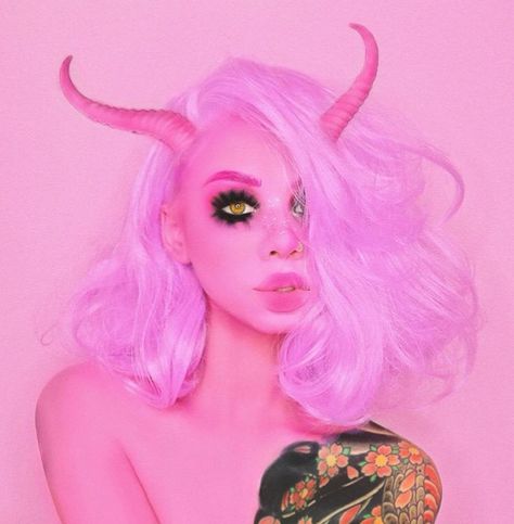 Her instagram is  @snitchery Lilith Costumes, Lilith Costume, Succubus Costume Makeup, Pink Halloween Makeup, Pink Succubus, Pink Fantasy Makeup, Pink Demon Makeup, Lilith Cosplay Diablo, Drag Make-up