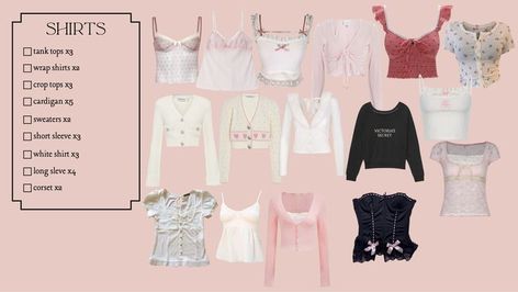 Kawaii Capsule Wardrobe, Coquette Closet Essentials, Coquette Wardrobe Essentials, Coquette Capsule Wardrobe, Coquette Wardrobe, Pink Capsule Wardrobe, Feminine Capsule Wardrobe, Ingenue Essence, Coquette Doll