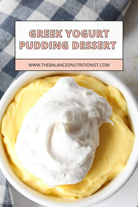 High protein pudding made from just two ingredients, pudding mix and plain Greek yogurt! You're going to want to give this greek yogurt pudding recipe a try. Greek Yogurt And Pudding, Greek Yogurt Pudding, Plain Yogurt Recipes, Plain Greek Yogurt Recipes, High Protein Pudding, Greek Yogurt Recipes Dessert, Greek Yogurt Recipes Healthy, Protein Greek Yogurt, Yogurt Dessert Recipes