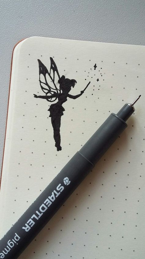 Drawing Ideas Tinkerbell, Drawing In Dotted Notebook, Tinkerbell Doodle, Dotted Notebook Drawing, Tinkerbell Line Art, Tinkerbell Drawing Sketches, Tinkerbell And Friends Drawing, Tinkerbell Sketch, Tinker Bell Drawing