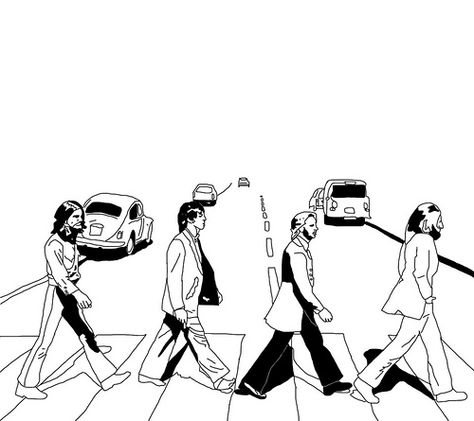 The Beatles, Abbey Road: Line Drawing Beatles Painting, Sketches People, Beatles Drawing, Road Drawing, Abby Road, Beatles Poster, Arte Grunge, Beatles Art, Beatles Abbey Road