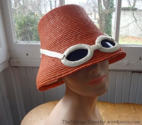 1960s Sun Hat, Glasses Included – The Vintage Traveler 70s Jewellery, Tiki Oasis, Barbie Crafts, Vintage Straw Hat, Retro Tropical, 60s And 70s Fashion, Raffia Hat, Beach Hats, Womens Hat