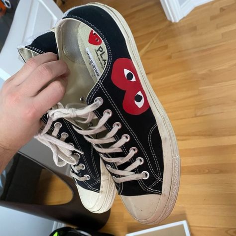 Mens comme des garcon play chuck Taylor converse low cut. Men size 11 Converse Low Cut, Chuck Taylor Converse, Converse Low, Comme Des Garcons Play, Chuck Taylor Sneakers, Comme Des Garcons, Chuck Taylor, Low Cut, Converse Sneaker