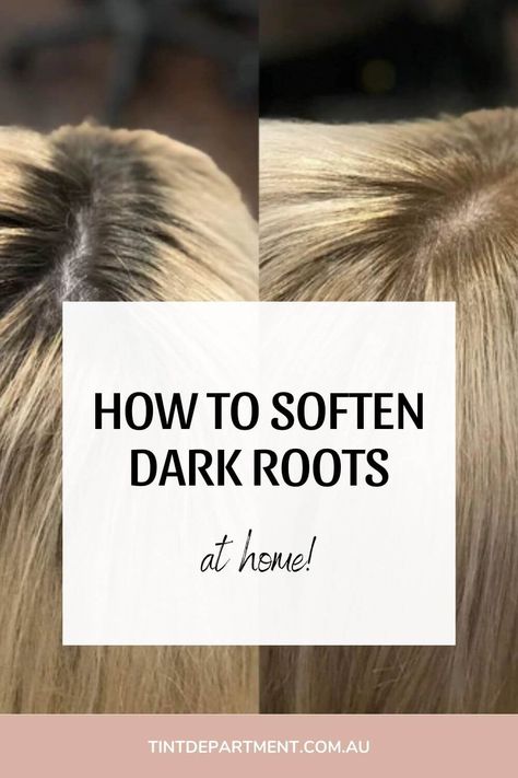 How To Soften The Look Of Harsh Regrowth - Tint Department Highlight Touch Up Hair Roots, Blond Grown Out Roots, Diy Dark Roots Blonde Hair At Home, How To Lighten Roots At Home, Highlighting Your Own Hair At Home, Dark Root With Blonde Balayage, Bleach Blonde To Dark Blonde, Root Color For Blondes, Growing Blonde Out