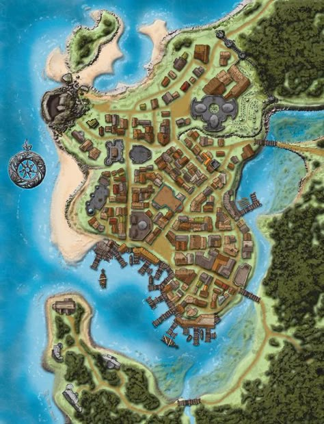 Floating Village, Fantasy City Map, Village Map, Fantasy World Map, Shadow Dragon, City Games, Tabletop Rpg Maps, Fantasy Maps, Adventure Map