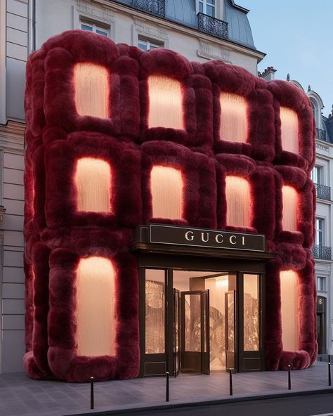 Credits @ifonly.ai If only there were winter pop-up stores by luxury brands. 1. @chanelofficial 2. @dior 3. @gucci 4. @louisvuitton… | Instagram Fashion Window Display, Public Space Design, Holiday Pops, Gucci Store, Parametric Architecture, Baroque Architecture, Mediterranean Homes, Money And Happiness, City Design