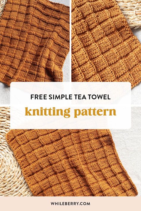 Waffle Tea Towel - Free Kitchen Towel Knitting Pattern — Whileberry | Modern Knitting Patterns, Classes and Tutorials Knit Kitchen Towel Pattern, Towel Knitting Pattern, Knitting Towels, Kitchen Towel Pattern, Checkered Kitchen, Quick Knitting Projects, Dishcloth Patterns Free, Small Knitting Projects, Modern Knitting Patterns