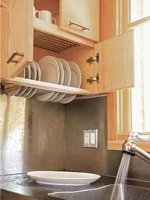 28 Great Ideas for the Kitchen & Bath - Fine Homebuilding Drying Cupboard, Closet Space Savers, Kitchen Space Savers, Above Sink, House Storage, Tiny House Storage, Above The Sink, House Hacks, Kabinet Dapur