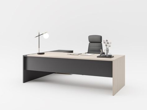 Rectangular Fenix-NTM® office desk with cable management ENTRY | Executive desk by PROF Simple Desk Design, Modern Office Desk Design, Simple Office Desk, Ceo Desk, Manager Table, Furniture Sketch, Office Table Design, Computer Desk Setup, Modern Office Space