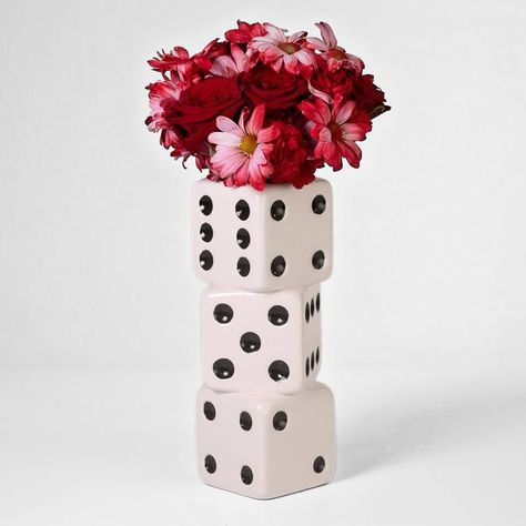 Amazon.com: Reimagine Discovery Metallic Silver Triple Dice Vase, Maximalist Decor Ceramic Flower Vase, Retro Home Decor for Desk, Shelf, Table, Bar Cart & Vanity, Unique, Funky, Trendy & Cool Room Decor : Home & Kitchen Decor For Desk, Unique Vanity, Reclaimed Decor, Vase Retro, Funky Vases, Funky Home, Cool Room Decor, Room Shelf, Neutral Fall Decor