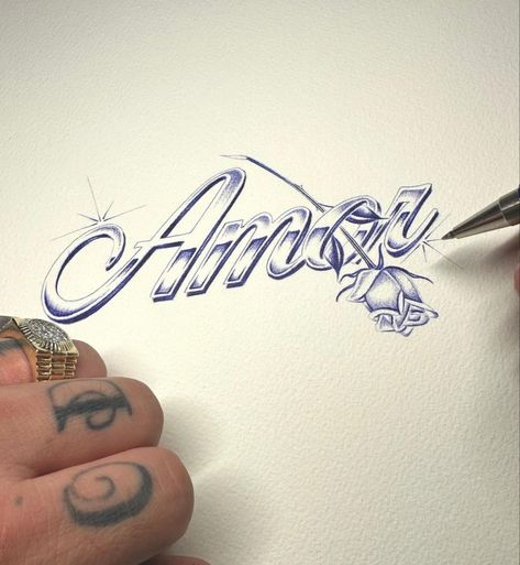 Two Letter Tattoo, Ballpoint Pen Tattoo Flash, Flash Tattoo Lettering, Amor Tattoo Fonts Words, Chicano Pen Art, Chicano Tattoo Flash, Ink Pen Tattoo, Tattoo Font Ideas, Pen Fonts