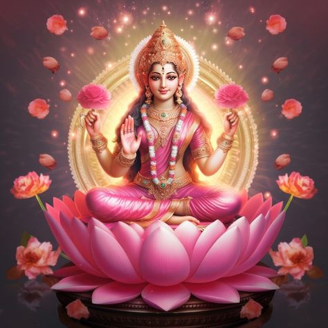 Laxmi Mata Images, Lakshmi Wallpaper, Happy Diwali Status, Happy Diwali Photos, Lakshmi Photos, Hindu Goddesses, Goddess Of Wealth, Lily Art, Devi Images Hd