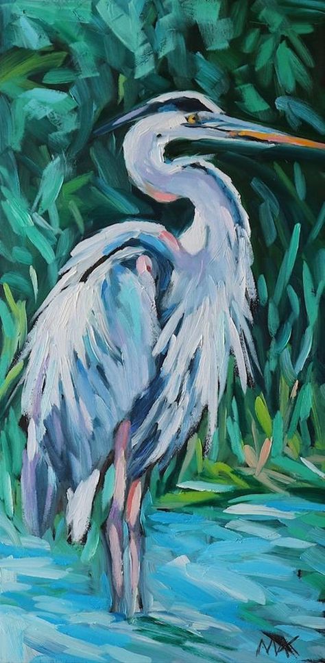 Blue Heron Painting, Heron Painting, Sister Crafts, Heron Art, Abstract Techniques, Florida Art, Great Blue Heron, Ottawa Canada, Herons