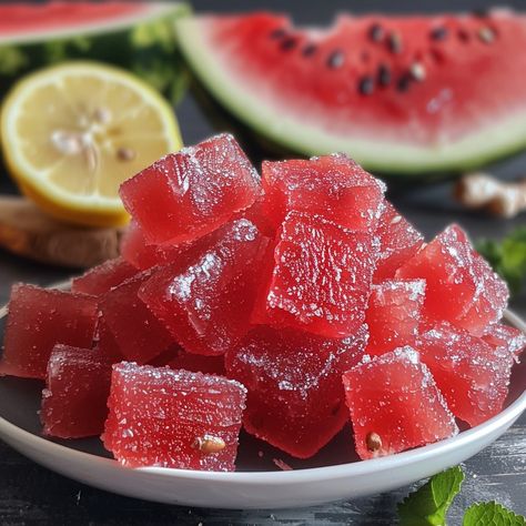 🍉 Transform watermelon rinds into delicious candy! A sustainable, sweet treat that's sure to impress. #EcoFriendlyEats 🍽️ Watermelon Rind Candy 🛒 Ingredients: 500g watermelon rind, peeled & diced 250g sugar 1 lemon, juiced 1 tsp ginger, grated Water 👩‍🍳 Instructions: Prep Rinds: Boil rinds until tender, drain. Syrup: Cook sugar, lemon juice, ginger, and water until syrupy. Candy: Add rinds to syrup, simmer until translucent. Cool: Let cool and dry on a rack. ✨ Discover the unique sweetnes... Twist Recipes, Instagram Recipes, Twisted Recipes, Watermelon Rind, Unique Desserts, Presentation Ideas, Trending Recipes, Delicious Dishes, May 21