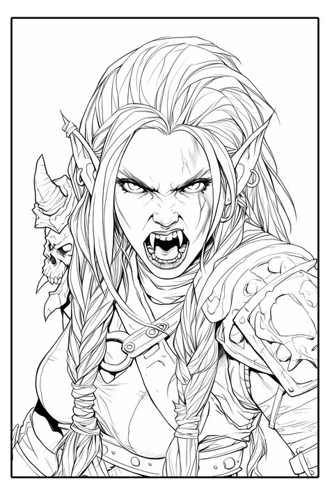 Warhammer Coloring Pages, D&d Coloring Pages, Fantasy Colouring Pages For Adults, Oc Coloring Pages, Dnd Coloring Pages, Super Hero Drawing, Human Character Design, Fantasy Coloring Pages, Color Drawing Art