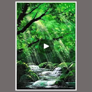 Facebook Waterfall Stairs, Tracie Kiernan, Forest Acrylic Painting, Sap Green, Drawing Arts, Painting Trees, Artwork Acrylic, Acrylic Painting For Beginners, Yellow Art