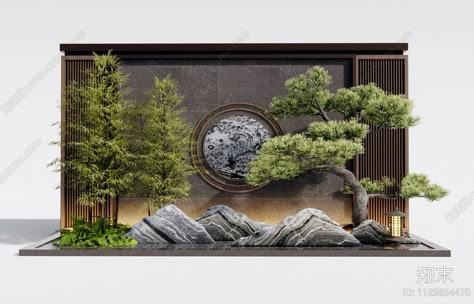 Zen Garden Wall, Indoor Landscape Design, Indoor Zen Garden, Green Wall Design, Japanese Garden Landscape, Decor Pad, Japanese Zen Garden, Japan Garden, Zen Decor