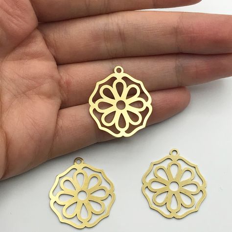 6-Pack Raw Brass Floral Mandala Necklace Pendants, Flower Earrings, Chakra Laser Cut Jewelry Supplies Laser Jewelry, Snake Ring Gold, Laser Cut Necklace, Earring Charm, Flower Earrings Gold, Mandala Necklace, Laser Cut Wood Crafts, Laser Cut Jewelry, Engraved Pendant